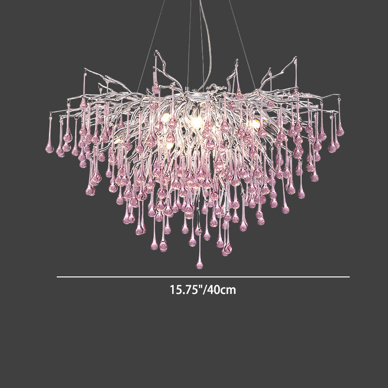 Modern Luxury Crystal Glass Aluminum Branch Water Drop 6/8/10/14 Chandeliers for Dining Room