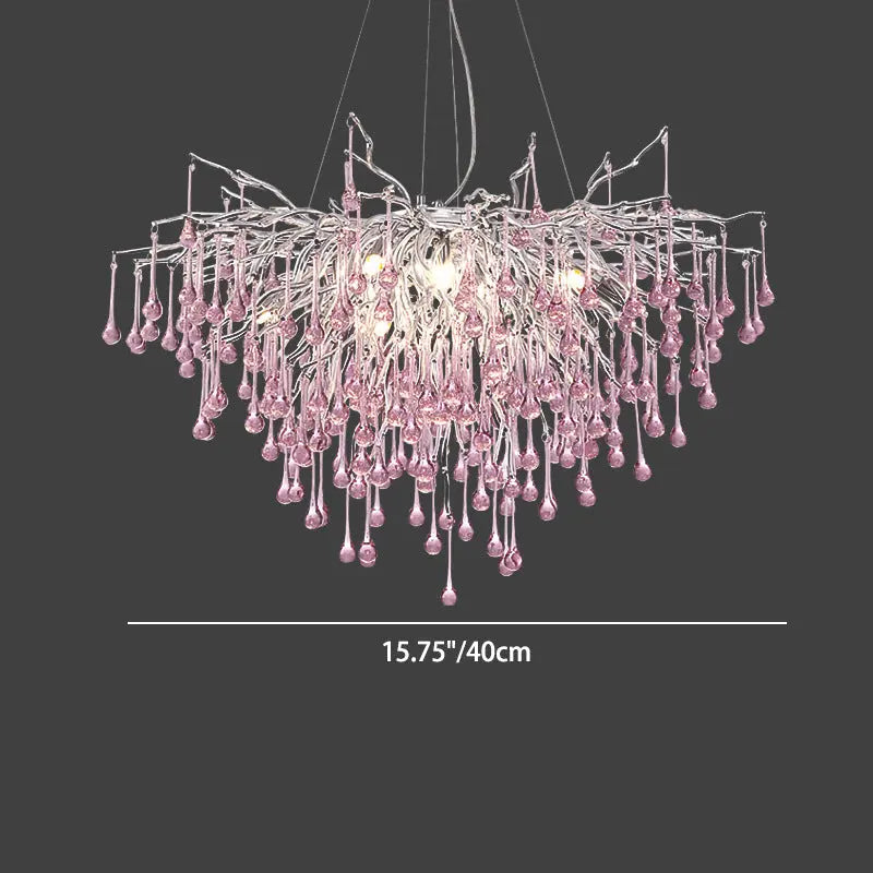 Modern Luxury Crystal Glass Aluminum Branch Water Drop 6/8/10/14 Chandeliers for Dining Room Lumendat