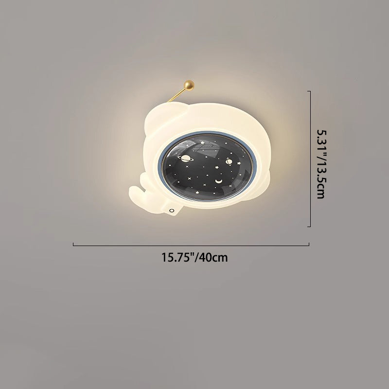 Lumendat Modern Art Deco Kids Iron PE Astronaut Round LED Flush Mount Ceiling Light For Bedroom Lumendat