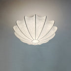 Nordic Minimalist White Beige Round Faux Silk 1/3/5-Light Flush Mount Light Lumendat