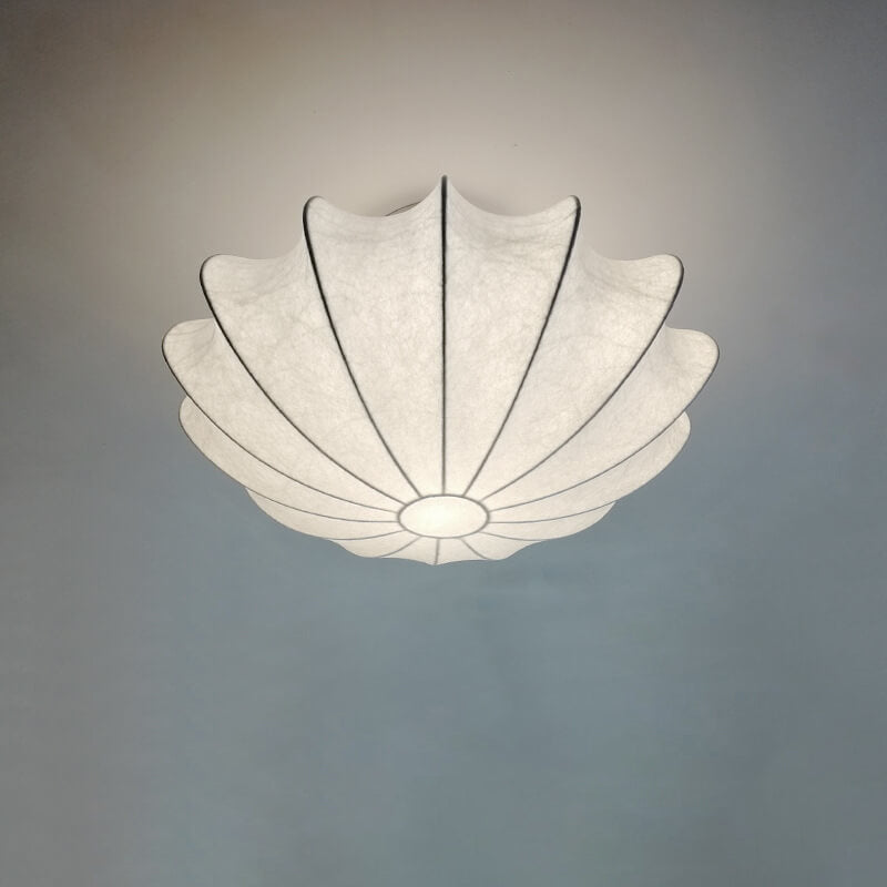 Nordic Minimalist White Beige Round Faux Silk 1/3/5-Light Flush Mount Light Lumendat