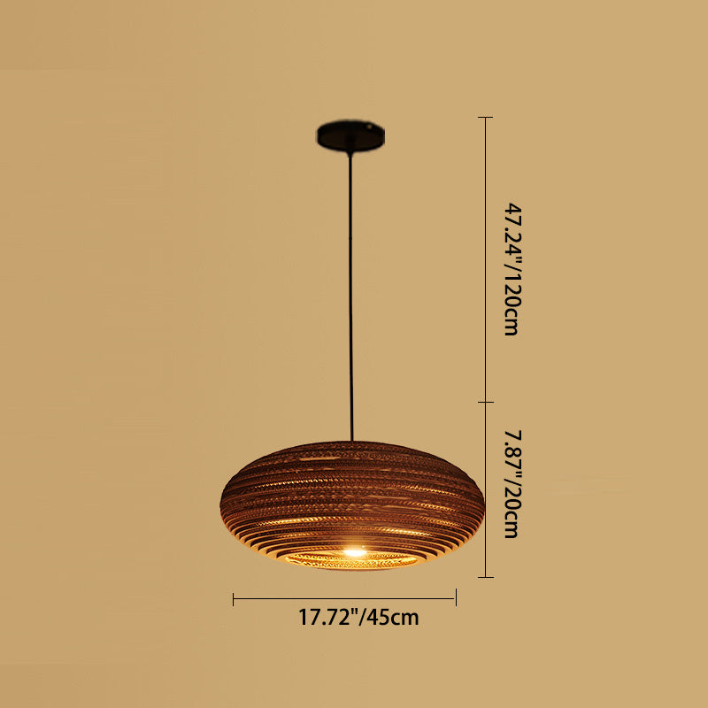 Contemporary Retro Paper Elliptic Spherical Bell Trapezoid Semicircle Polygonal 1-light Pendant Light for Dining Room