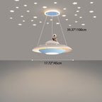 Lumendat Modern Art Deco Kids Iron Acrylic UFO Spaceship Astronaut Round LED Pendant Light For Bedroom Lumendat