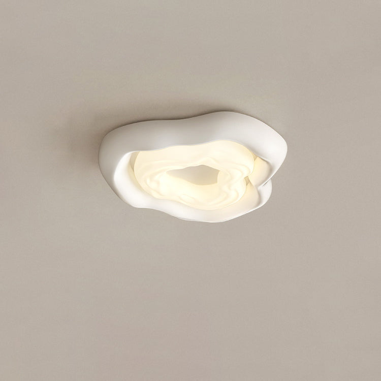 Modern Minimalist Cream Cloud Pe Iron LED Flush Mount Ceiling Light for Living Room
