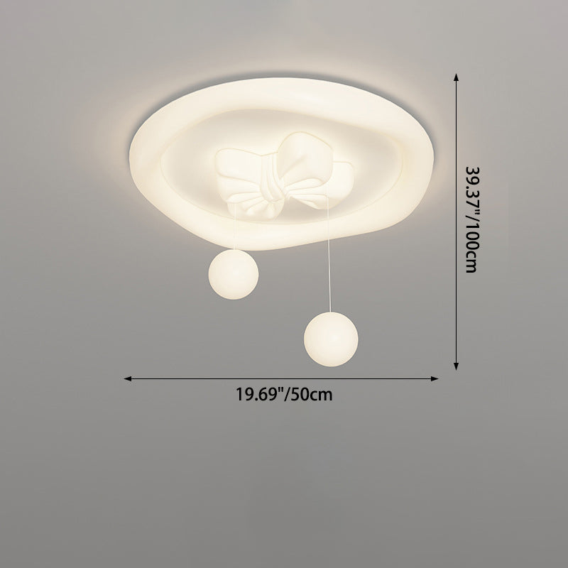 Lumendat Contemporary Creative Kids Round Bow Orb Iron Rolled Plastic LED Flush Mount Ceiling Light For Bedroom Lumendat