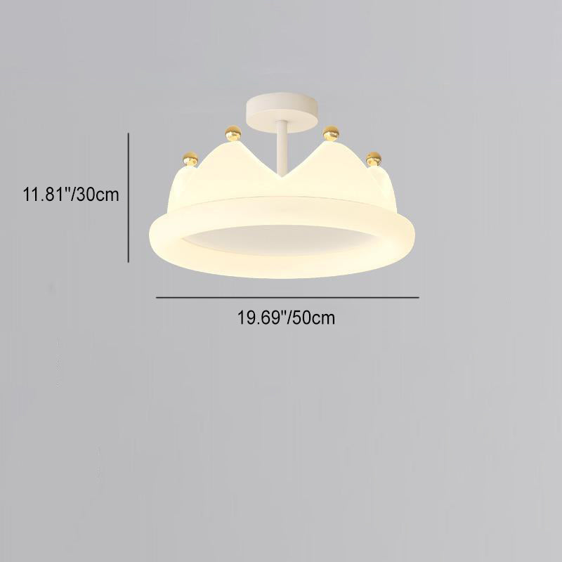Contemporary Creative Kids Crown Iron Pe LED Semi-flush Mount Ceiling Light for Bedroom
