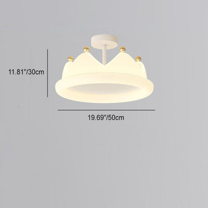 Contemporary Creative Kids Crown Iron Pe LED Semi-flush Mount Ceiling Light for Bedroom