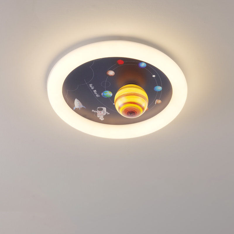 Lumendat Contemporary Nordic Hardware Round Planet Cartoon LED Flush Mount Ceiling Light For Bedroom Lumendat