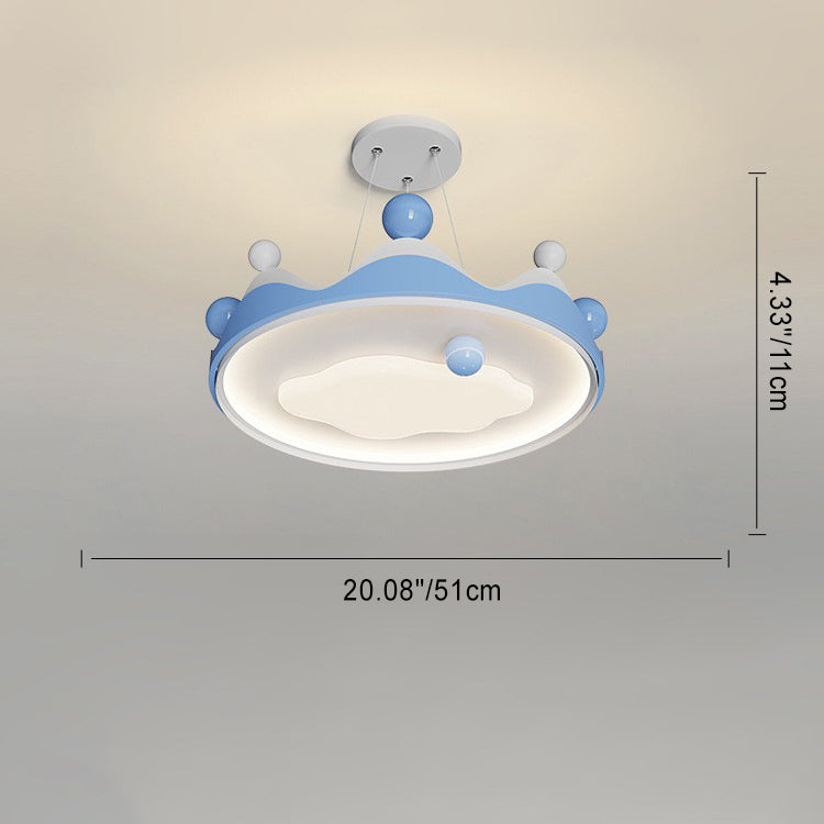 Lumendat Contemporary Creative Kids Crown Iron Plastic LED Semi-Flush Mount Ceiling Light For Bedroom Lumendat