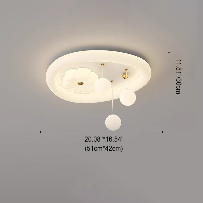 Lumendat Contemporary Nordic Kids Iron PE Elliptical Round Ball Flower Moon LED Flush Mount Ceiling Light For Bedroom Lumendat