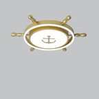 Lumendat Modern Children's Pirate Ship Rudder Iron Acrylic LED Flush Mount Ceiling Light Lumendat