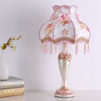 Traditional European Rose Vase Base Resin Fabric 1-Light Table Lamp For Bedroom Lumendat
