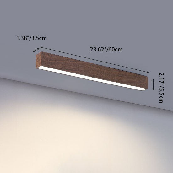 Modern Minimalist Wood Grain Aluminum Strips LED Flush Mount Ceiling Light BulbSquare