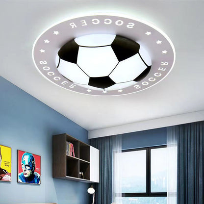 Modern Art Deco Soccer Ball Round Acrylic Iron LED Flush Mount Ceiling Light for Living Room