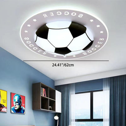 Modern Art Deco Soccer Ball Round Acrylic Iron LED Flush Mount Ceiling Light for Living Room