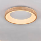 Nordic Minimalist Log Wood Round LED Flush Mount Ceiling Light Lumendat