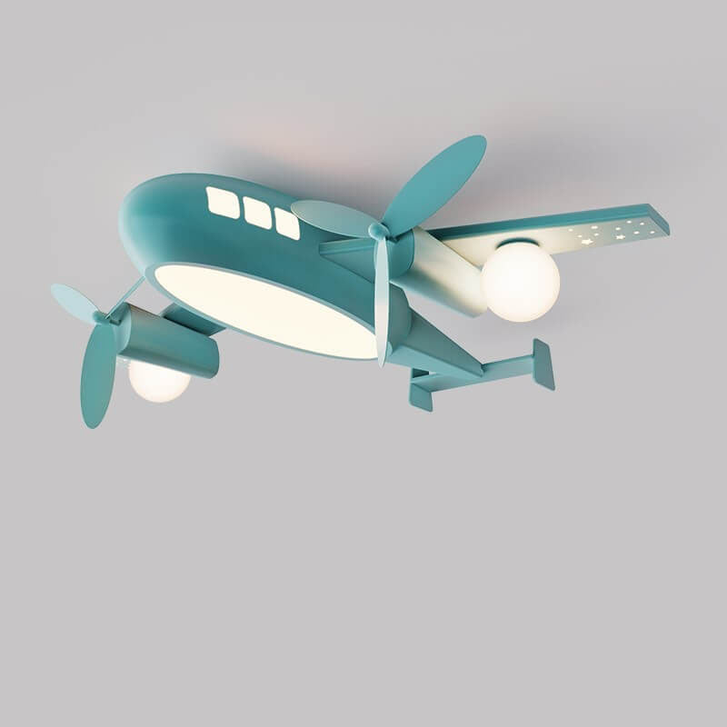 Nordic Creative Kids Cartoon Wrought Iron Airplane LED Flush Mount Ceiling Light Lumendat