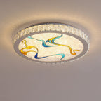 Modern Luxury Enamel Crystal Round LED Flush Mount Ceiling Light Lumendat