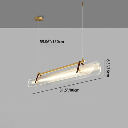 Modern Minimalist Leather Acrylic Linear LED Island Light Pendant Light for Living Room