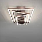Modern Minimalist Aluminum Finish Multi-layer Rectangular Frame LED Flush Mount Ceiling Light for Living Room BulbSquare