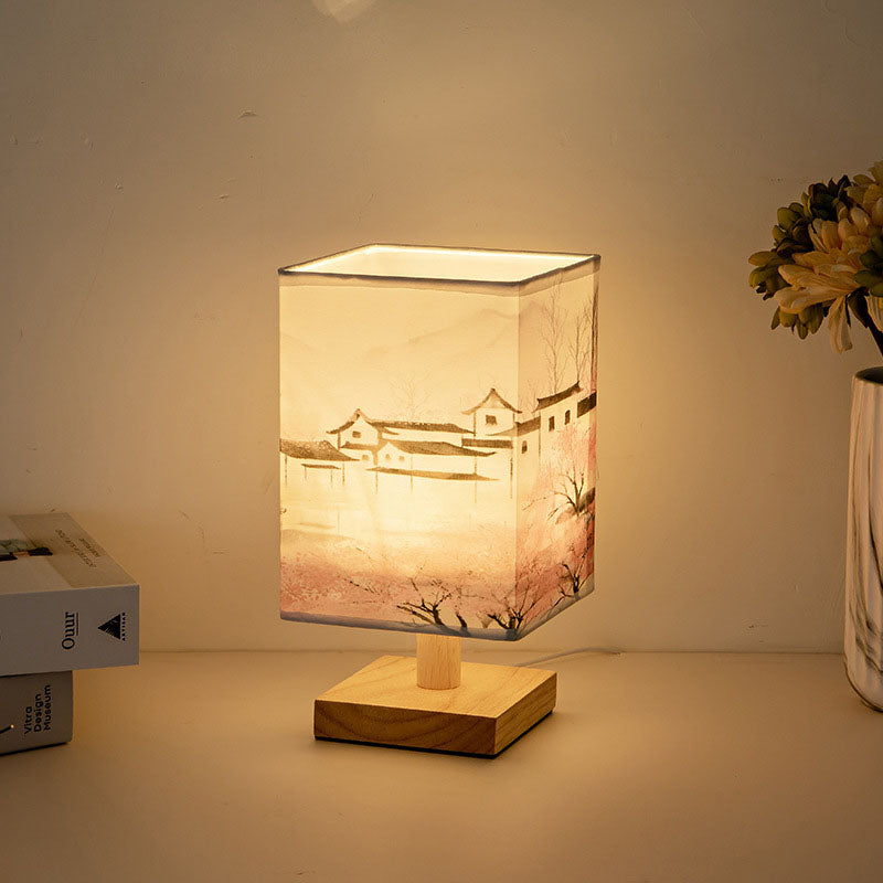 Contemporary Creative Fabric Square USB LED Table Lamp For Bedroom Lumendat
