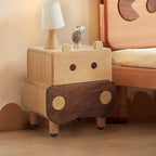 Lumendat Contemporary Creative Kids Rectangular Bear Beech Wood Nightstand 1-Drawer For Bedroom Lumendat