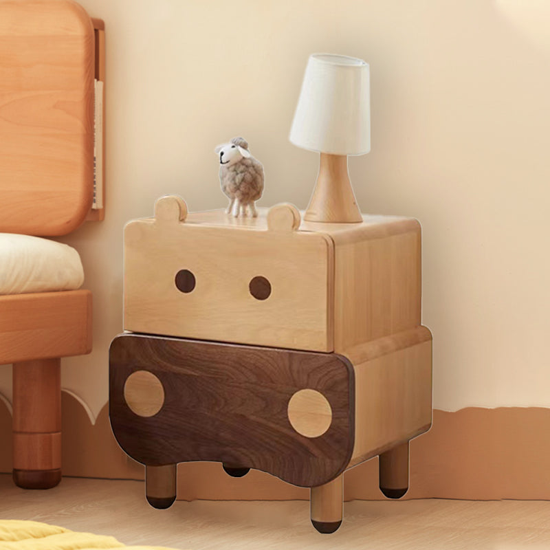 Lumendat Contemporary Creative Kids Rectangular Bear Beech Wood Nightstand 1-Drawer For Bedroom Lumendat