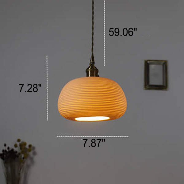 Nordic Japanese Ceramic Brass Oval 1-light Pendant Light BulbSquare