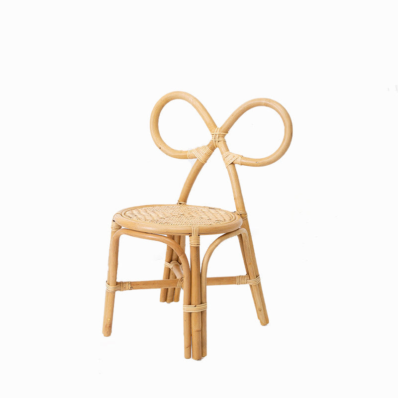 Lumendat Traditional Japanese Round Rattan Weaving Footstool Kids Backrest Chair For Entryways Lumendat