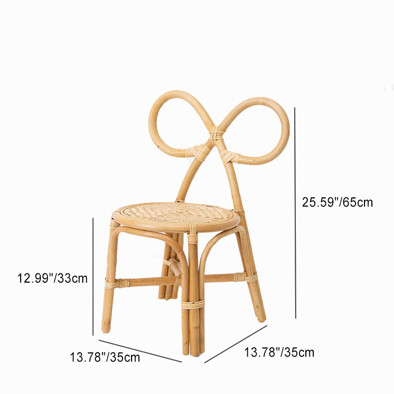 Lumendat Traditional Japanese Round Rattan Weaving Footstool Kids Backrest Chair For Entryways Lumendat