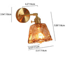 Modern Minimalist Eclectic Amber Glass Brass Iron Geometric 1-Light Wall Sconce Lamp For Living Room Lumendat