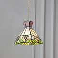 Vintage Tiffany Rose Flower Conical Stained Glass 1-light Pendant Light BulbSquare