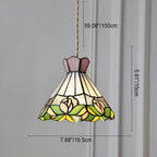 Vintage Tiffany Rose Flower Conical Stained Glass 1-light Pendant Light BulbSquare