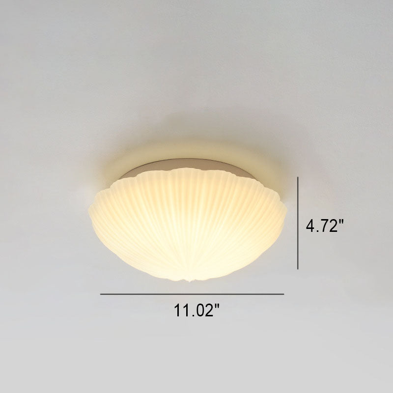 Modern French Cream Shell Glass LED Flush Mount Ceiling Light BulbSquare