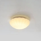 Modern French Cream Shell Glass LED Flush Mount Ceiling Light BulbSquare