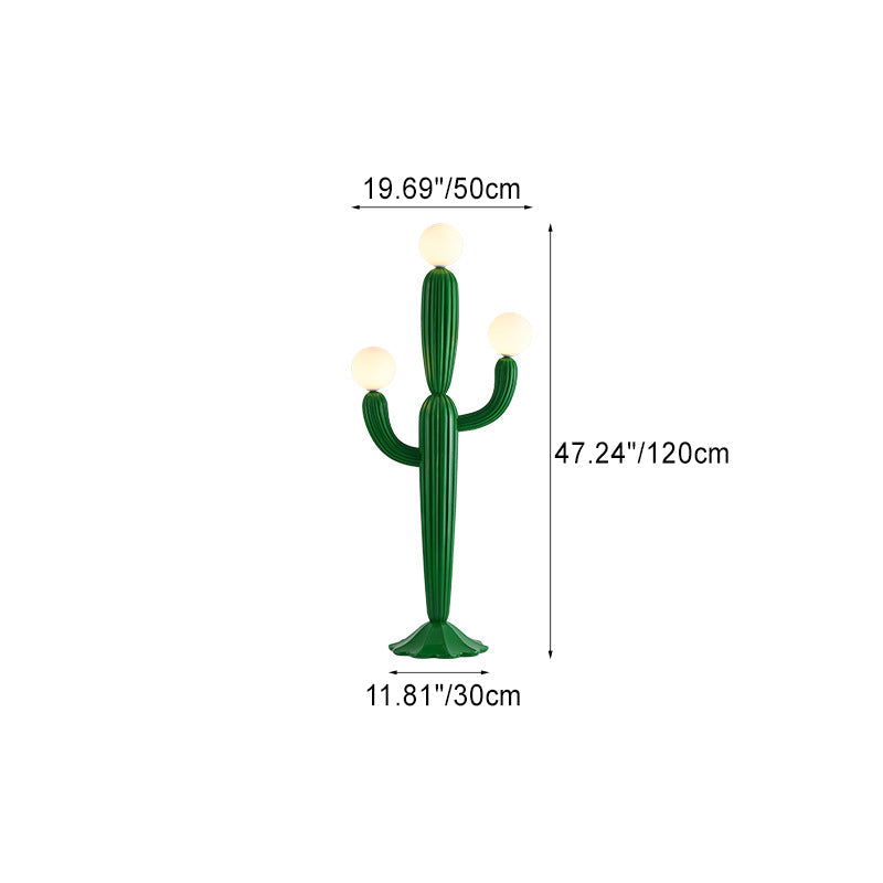 Contemporary Creative Cactus Resin Glass 3-Light Standing Floor Lamp For Living Room Lumendat