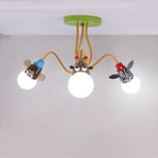 Lumendat Contemporary Creative Acrylic Cartoon Animal Hardware Frame 3-Light Kids Flush Mount Ceiling Light For Bedroom Lumendat