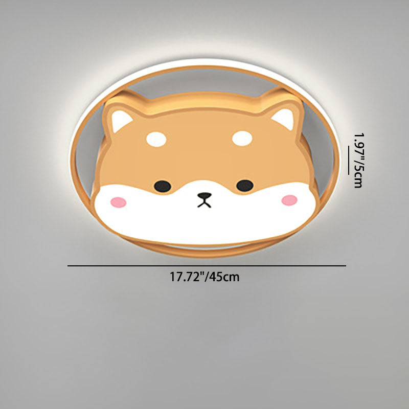 Lumendat Contemporary Creative Round Shiba Inu Kids Acrylic LED Flush Mount Ceiling Light For Bedroom Lumendat
