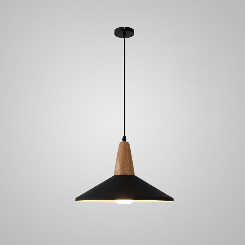 Nordic Minimalist Macaron Solid Color Aluminum Wood 1-light Pendant Light BulbSquare