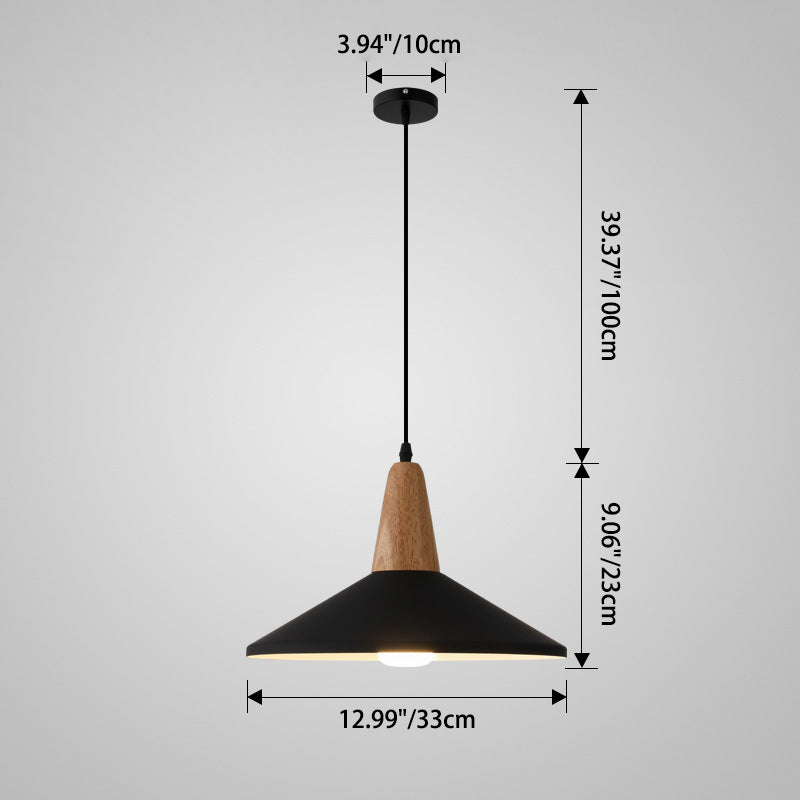 Nordic Minimalist Macaron Solid Color Aluminum Wood 1-light Pendant Light BulbSquare