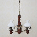 Traditional Rustic Candelabra Round Flower Iron Solid Wood 3-light Chandelier for Living Room BulbSquare
