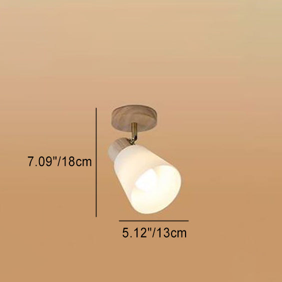 Traditional Vintage Wood Glass Trumpet Shade 1/2/3/4-light Semi-flush Mount Ceiling Light for Living Room