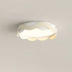 Contemporary Creative Cream Waves Round Acrylic Iron LED Flush Mount Ceiling Light for Living Room