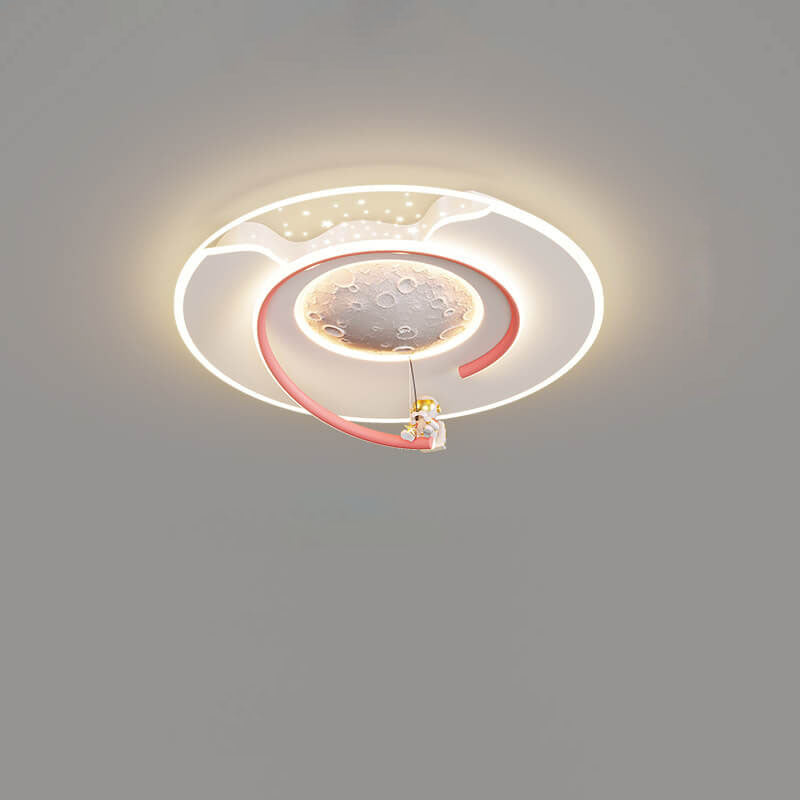 Lumendat Modern Creative Kids Resin Lunar Astronaut LED Flush Mount Ceiling Light Lumendat
