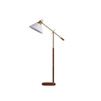 Traditional Vintage Fabric Cone Metal Ash Wood 1-Light Standing Floor Lamp For Bedroom Lumendat