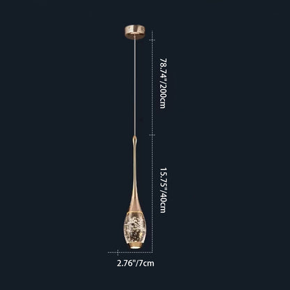 Contemporary Luxury Aluminum Water Drop Crystal LED Pendant Light for Living Room