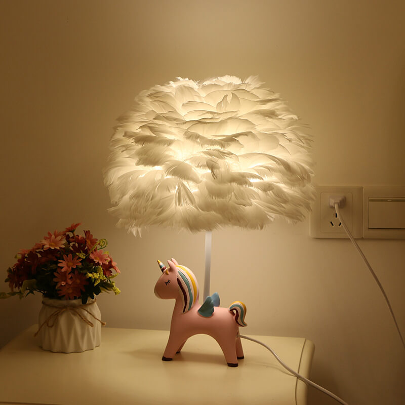 Lumendat Modern Creative Unicorn Feather Children 1-Light Table Lamp Lumendat
