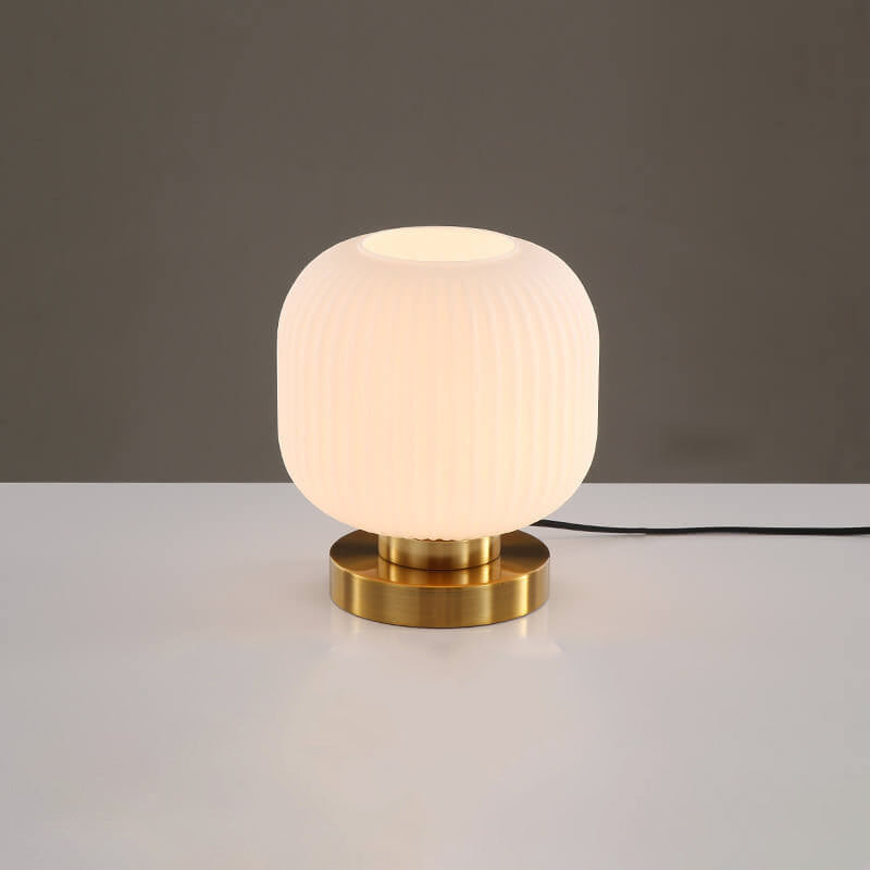 Nordic Striped Glass Oval Design 1-Light Table Lamp Lumendat