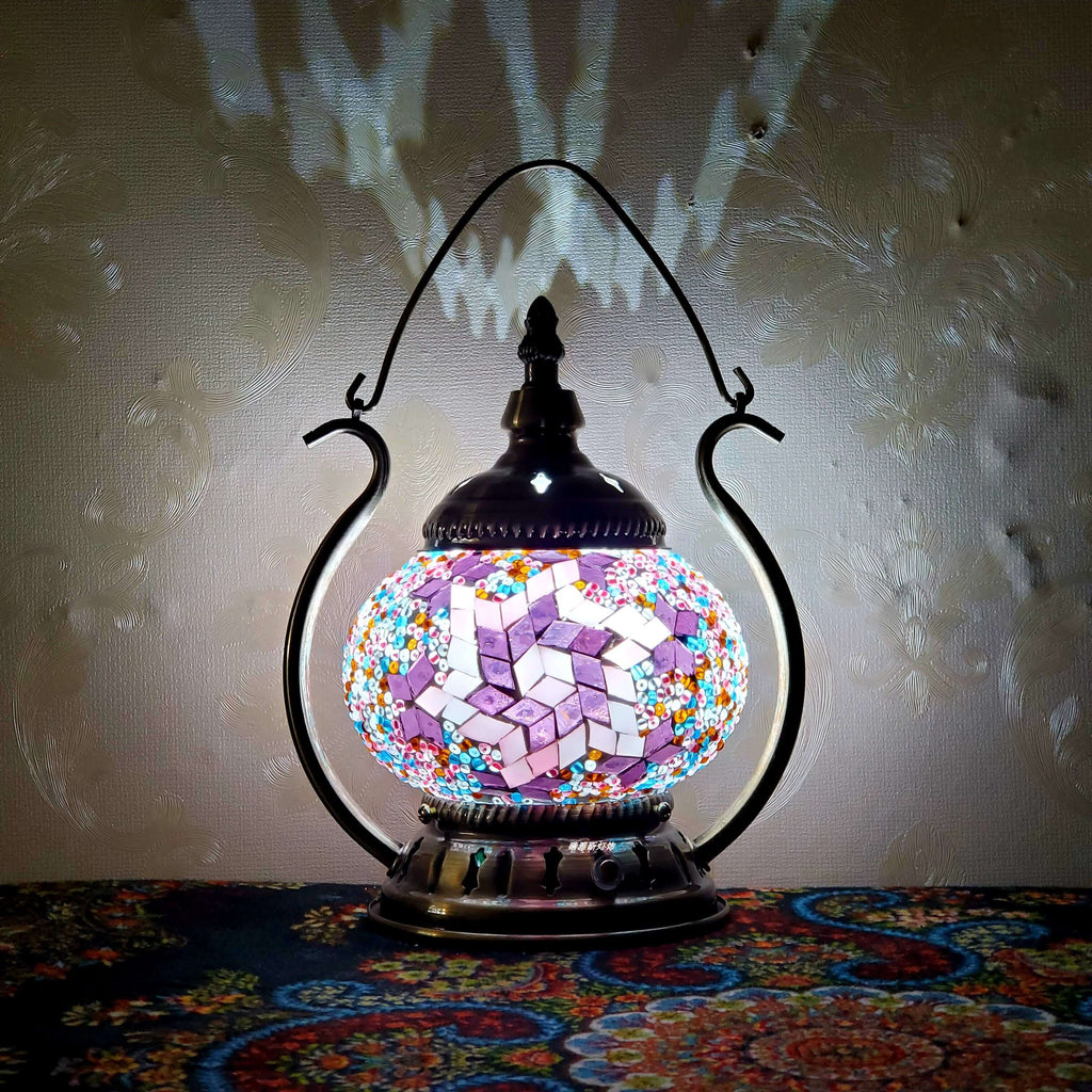 Moroccan Stained Glass Round Pot USB Rechargeable LED Portable Table Lamp Lumendat