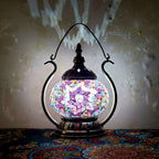 Moroccan Stained Glass Round Pot USB Rechargeable LED Portable Table Lamp Lumendat